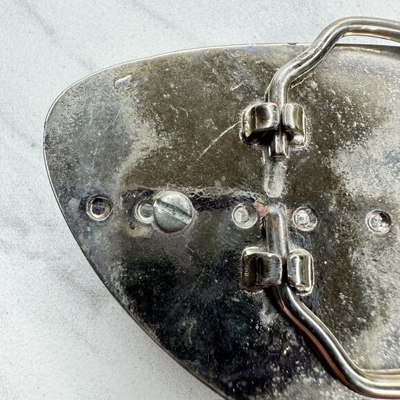 Vintage Abalone Shell Western Belt Buckle Silver Southwestern ✨ - Picture 10 of 10